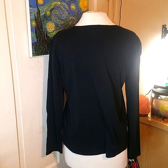 American Living XL " American Living w/ Gold Sequins" Black Long Sleeve Shirt - Picture 4 of 4